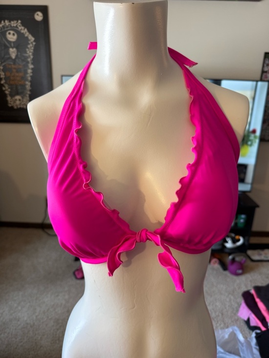 Victoria's Secret Other - Victoria's Secret Hot Pink Ruffle Halter Bikini Top